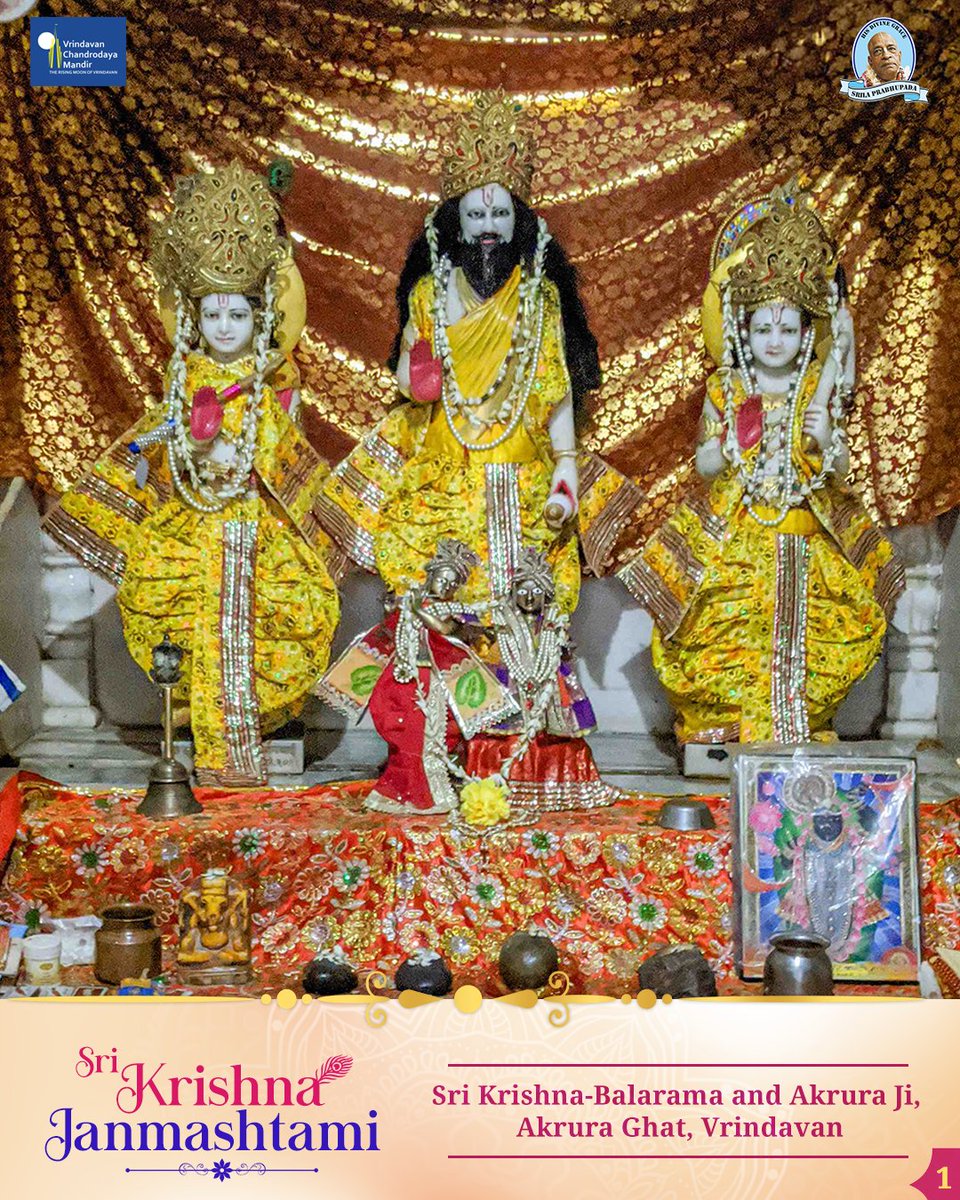 VCMVrindavan's tweet photo. Sri Krishna-Balaram and Akrura ji,
Akrura Ghat
.
.
.
9 Days left for Sri Krishna Janmashtami.
.
#VrindavanChandrodayaMandir #Vrindavan #TallestTemple #Janmashtami #Gemsofvrindavan #ExploreBraj #KrishnaBalaram #Akruraghat https://t.co/xOLhqdYLdO