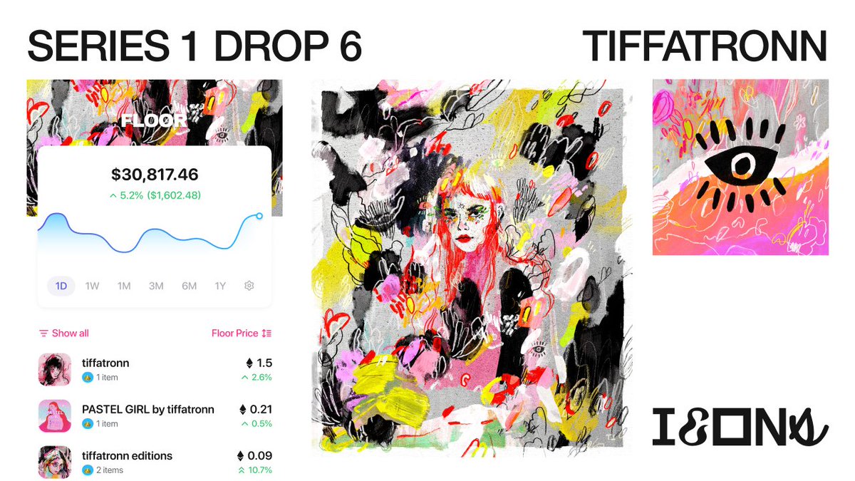 rally_xyz's tweet image. 📣 ICONS Drop 6: Tiffatronn 🎉

We're so excited to announce this week's artist, the iconic @tiffatronn ✨ 

The mint will open Wednesday, Aug 30 at 12pm ET

Bringing you an exclusive NFT drop 🖼️ &amp;amp; @floor app theme 📲