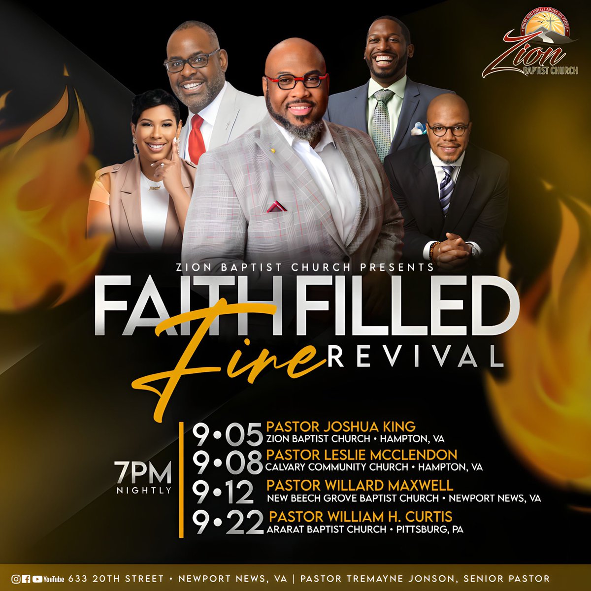 Join Us For Revival in the Month of September! It is going to be Life Changing! Please note the dates and time of this year's Revival Experience. We are getting ready for Faith Filled Fire and Our Guest Revivalist are READY!!!! Place this on Your Calendar!