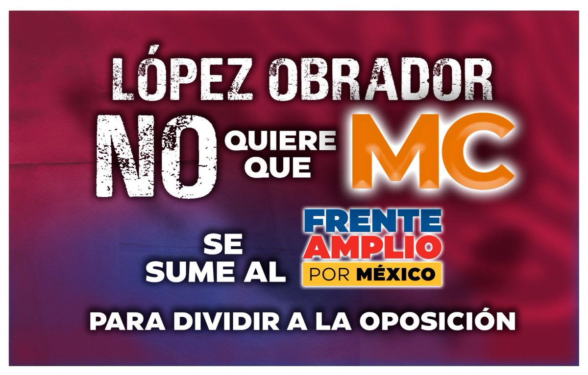 El Frente Amplio por México cada día cobra mayor fuerza y relevancia en la ciudadanía, por eso <a href="/lopezobrador_/">Andrés Manuel</a> no quiere que MC se sume para dividir a la oposición que está amenazando con el fin de su reinado.

👉🏼bit.ly/45KDAbs