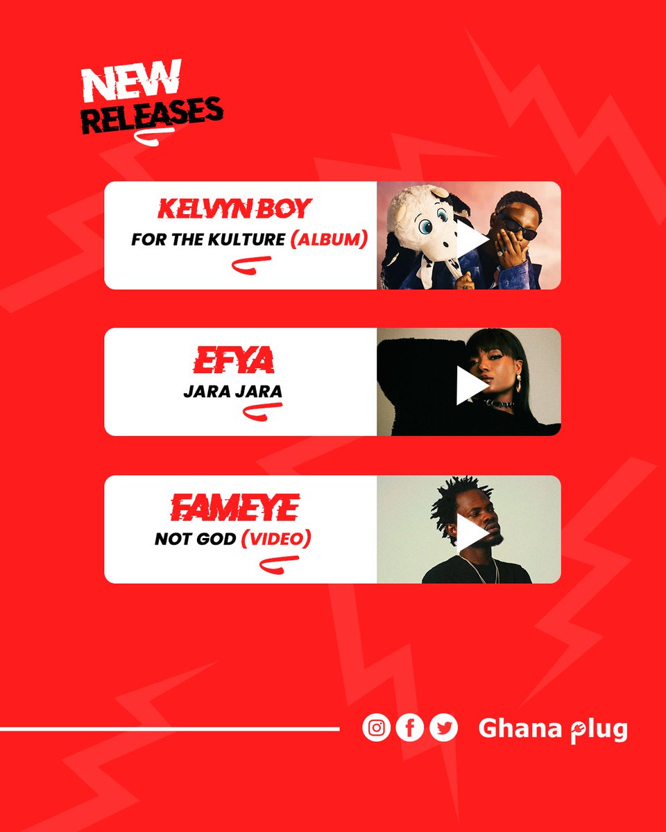 TheGhanaPlug's tweet photo. Check out this week's amazing drops featuring @Kelvynboymusic_, @EFYA_Nokturnal, @Fameye, @Bisa_Kdei, @Sista_afia, @BrunoKayMusic, @Almightyleelo, @Jeffetornamklu and many more. ⚡🔥 Visit https://t.co/s2qR36zEuk to read full stories https://t.co/zGHOrvfWgD