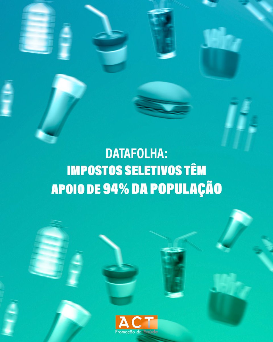 actbr's tweet photo. 📢A nova pesquisa Datafolha/ACT mostra que a maioria da população brasileira apoia impostos seletivos para produtos que fazem mal à saúde e ao meio ambiente. Confira: https://t.co/Gv0XUTkiUB https://t.co/JFdvweh48l