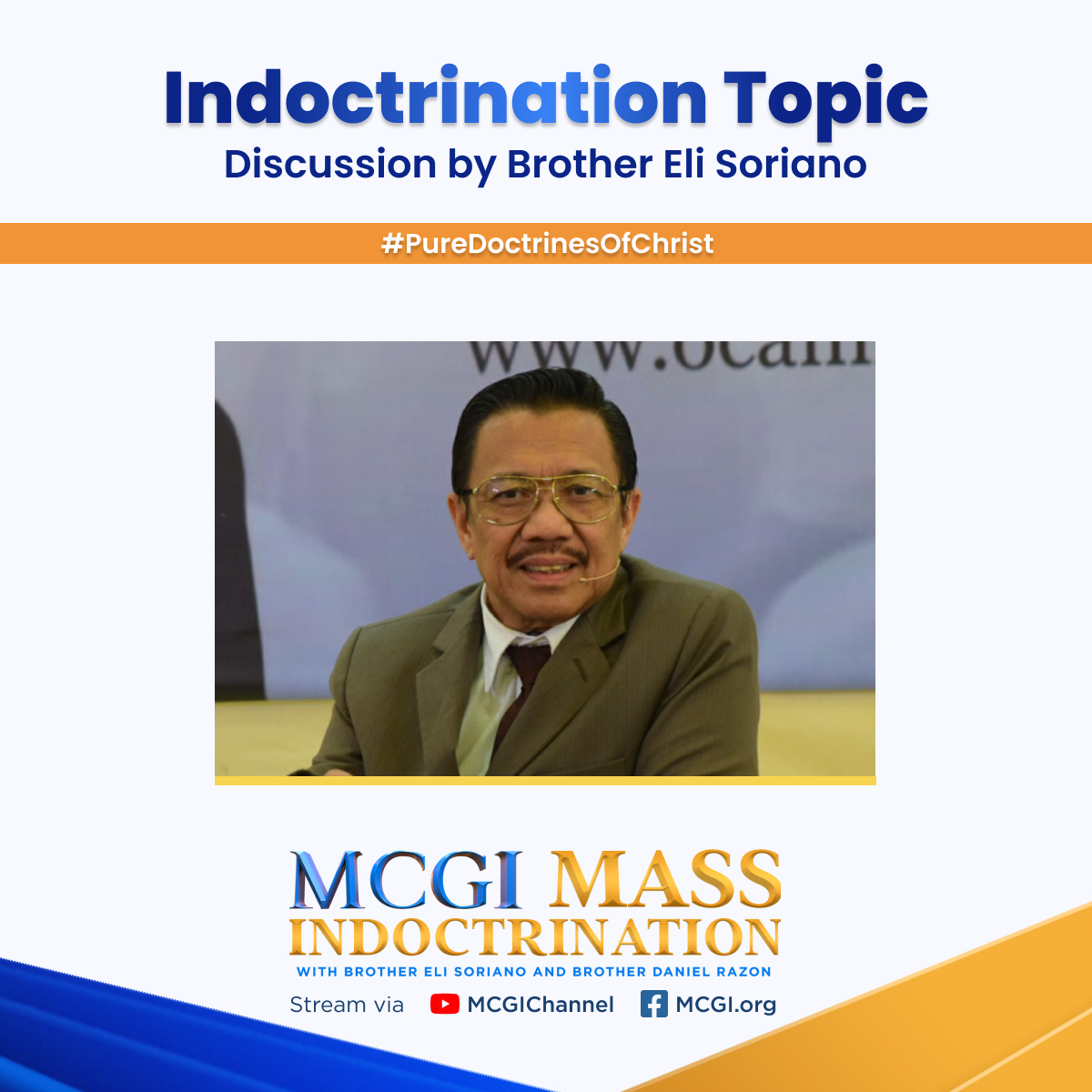 mcgidotorg's tweet photo. Now here’s Brother Eli Soriano to deliver the topic for tonight’s session of our Mass Indoctrination.

Reading Your Heart
#PureDoctrinesOfChrist https://t.co/awMg6NExH4