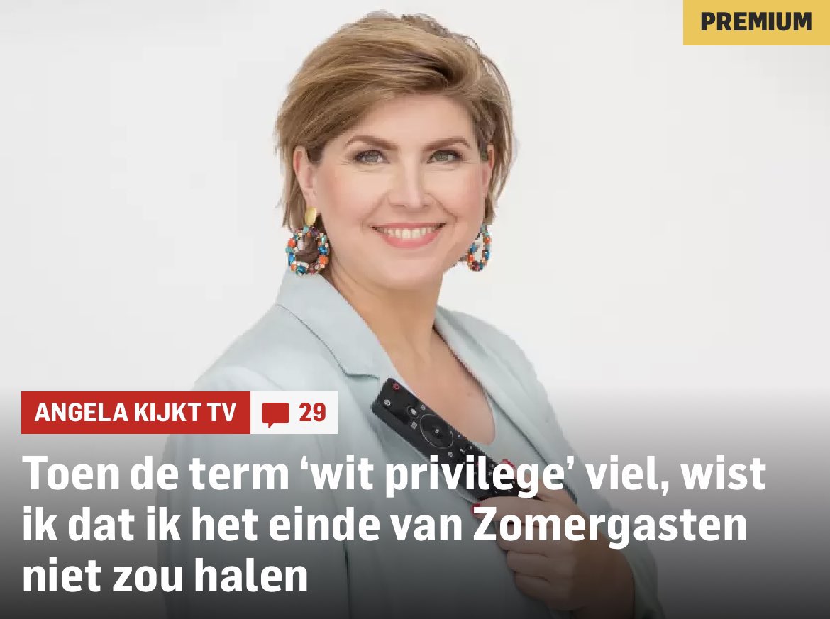 Als ik de kop van Angela de Jong op tv zie weet ik dat ik ga wegzappen. Meteen #zomergasten #angeladejong