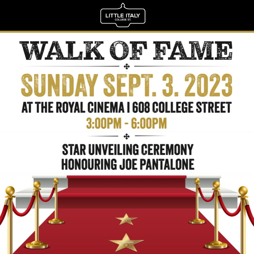 The Little Italy BIA proudly presents the revitalized Walk of Fame in honour of prominent individuals who’ve made significant contributions to Toronto’s Little Italy. 💚🤍❤️ Join us on Sept. 3 from 3 – 6pm ⭐️👏🏼 Live Entertainment: The Trio Kings 🎶

#tolittleitaly #walkoffame