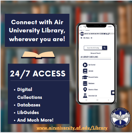 MSFRIC's tweet image. Need help on the go? Air University has got you covered! Visit our website to connect instantly with our digital resources. 

#AirUniversityLibrary  #DigitalResources
airuniversity.af.edu/Library/