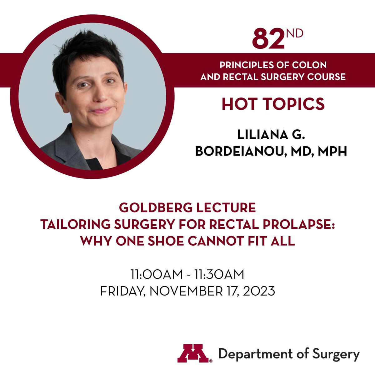 Make sure you register early for our course! Goldberg lecturer will be @LilianaBordei and will also be presenting at the Mpls Surg So meeting on 11/16/23 on her experience in #Ukraine @ASCRS_1 @MNCRSurgery @UMNSurgery @MarcOsborneMD