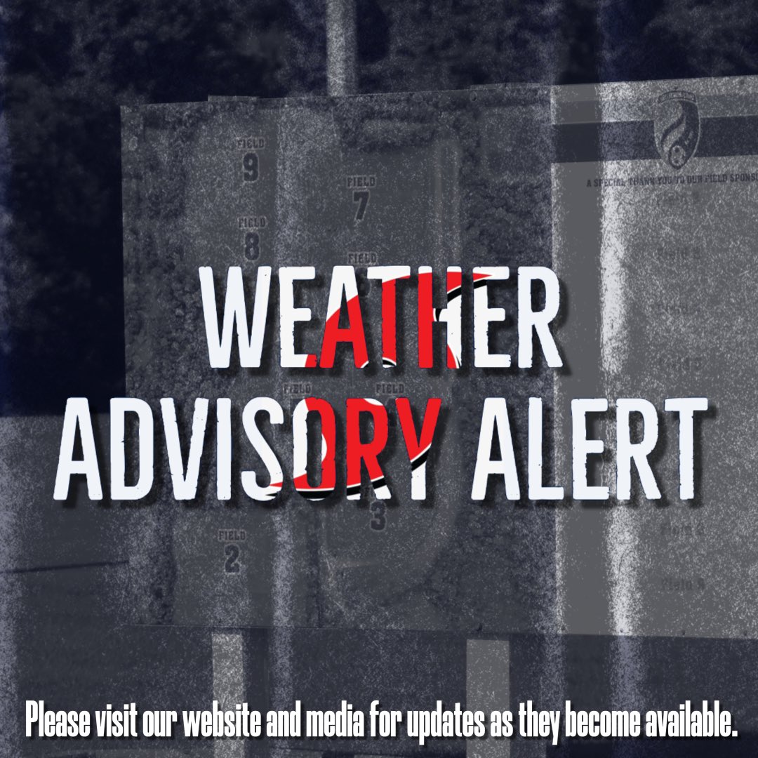 ‼️FIELDS ARE CLOSED‼️Please check your emails, Team Snap, Instagram, Facebook, and our website for more details and information regarding the storm. Stay safe 🙏