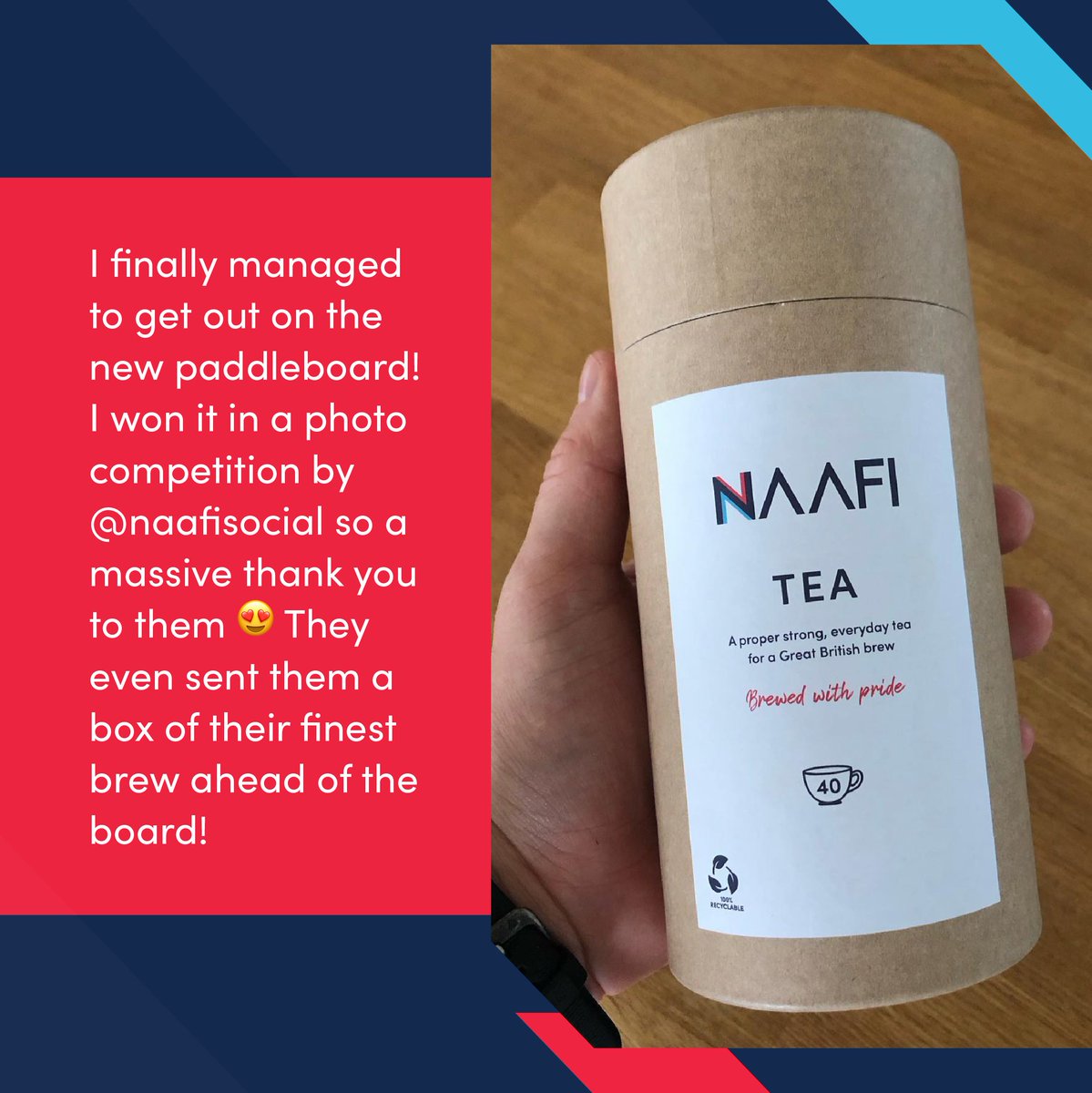 naafisocial's tweet image. Two months on from #ArmedForcesDay2023, our competition winner Curtis has been enjoying his new @CotswoldOutdoor paddleboard kit 🏄

👀 Stay tuned for more giveaways coming soon! 

#NAAFI