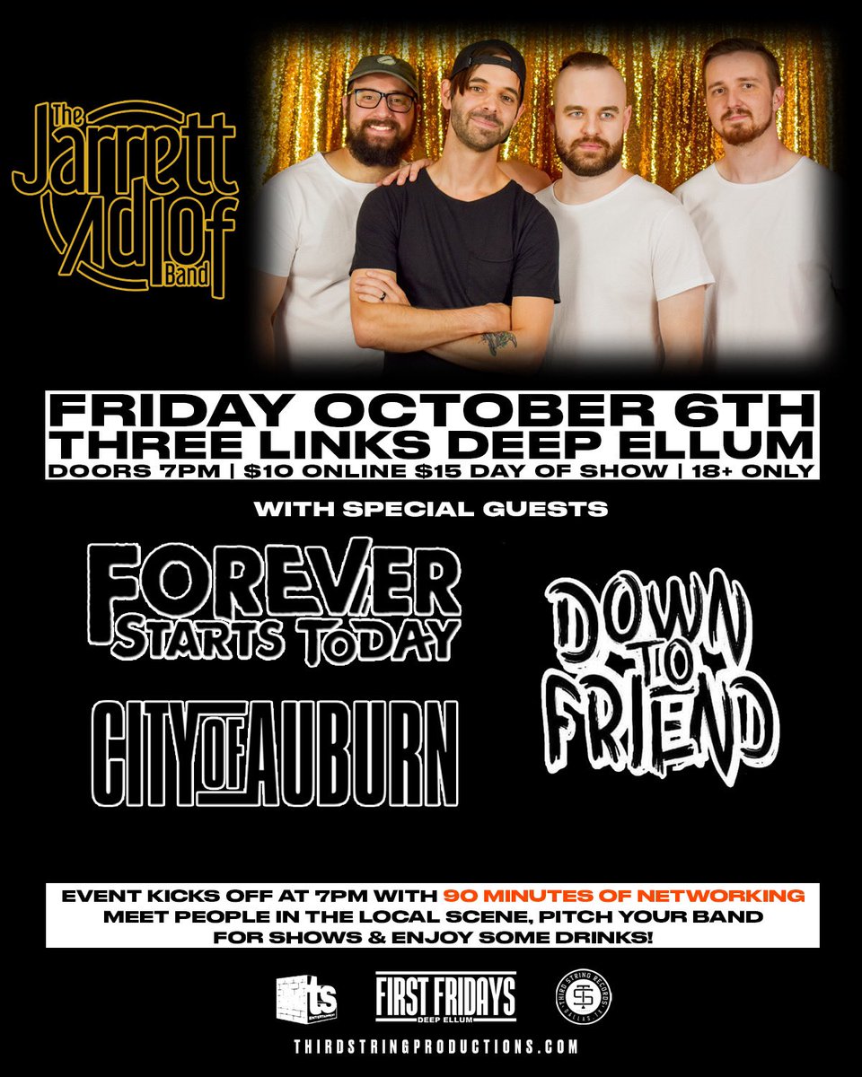 JarrettAdlof's tweet image. Busy announcement day for me, but this is going to be the final Jarrett Adlof Band show of the year!

Last time for Love In Texas, When I’m Gone, A Memory or Me, and all the other bops.

Get your tickets 🎟️ 
vor.us/aff93

RSVP
facebook.com/events/s/first…