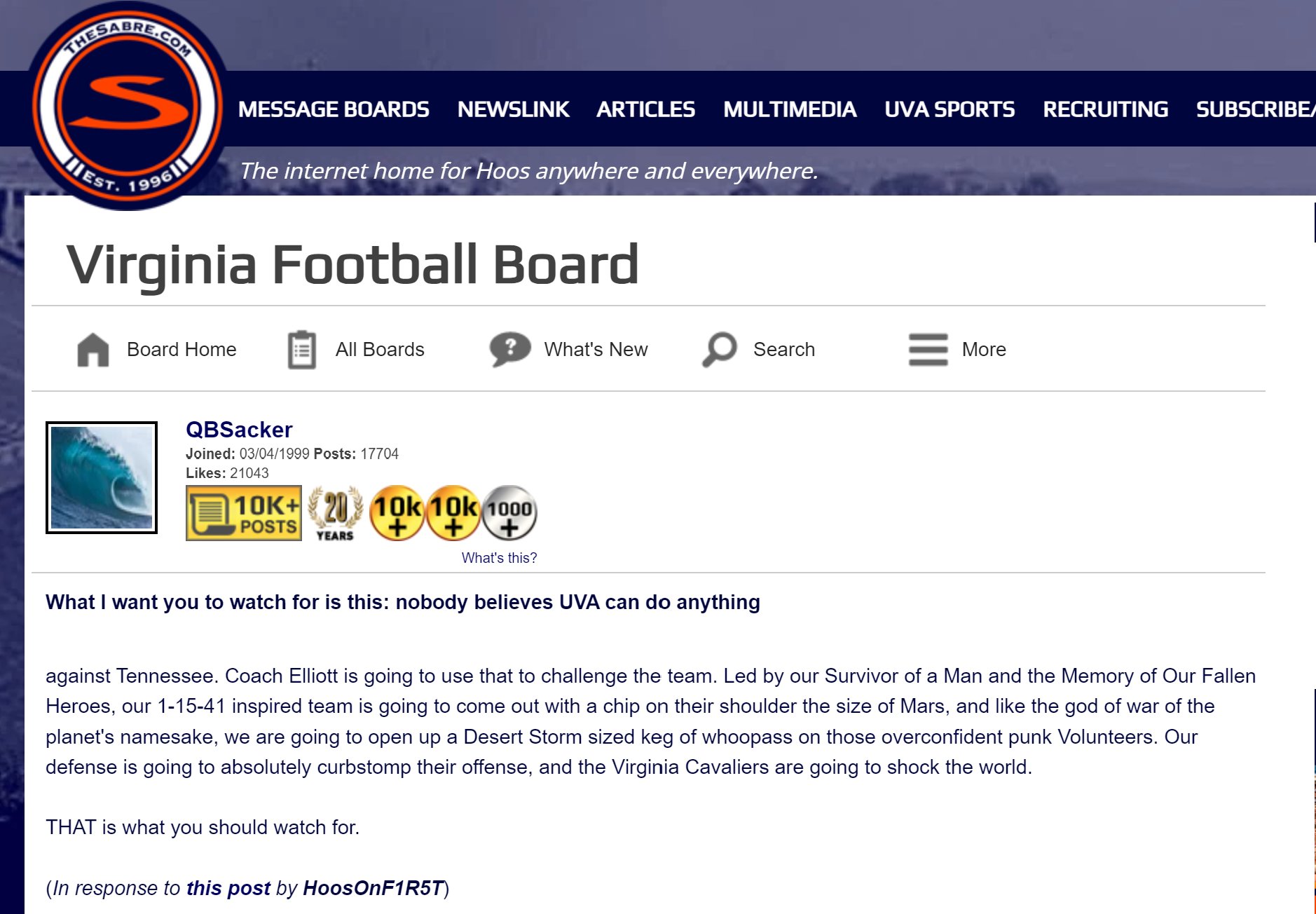 Tennessee football message board deals