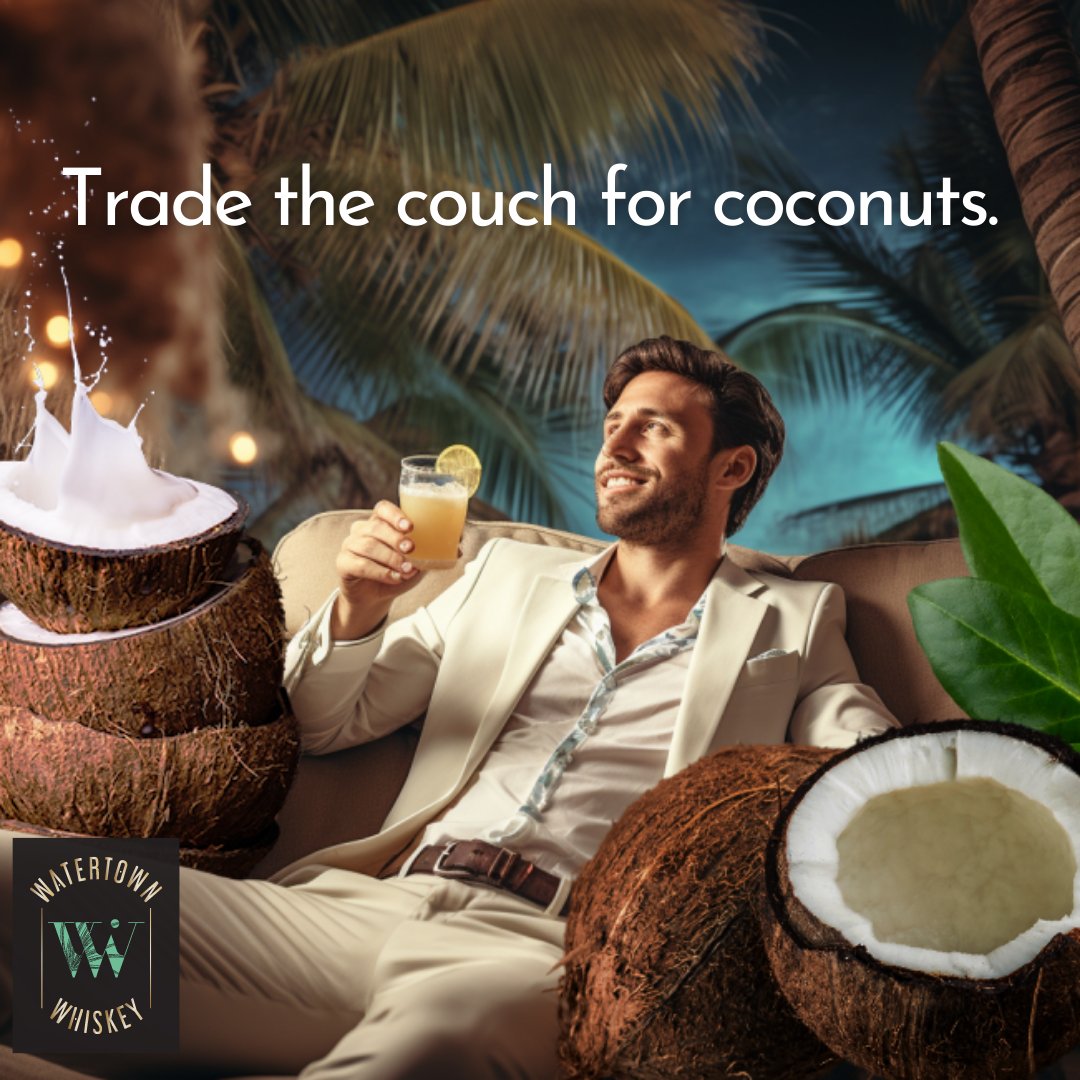 🛋️ Trade the couch for coconuts. 🥥

🍸Grab your new home bar staple at WatertownWhiskey.com.

#WatertownWhiskey #WhiskeyCommunity #WhiskeyGram
#californiawhiskey #whiskey #drinksondrinks #escapetheordinary #partywithus #coconutwhiskey  #barcartessentials #homebar