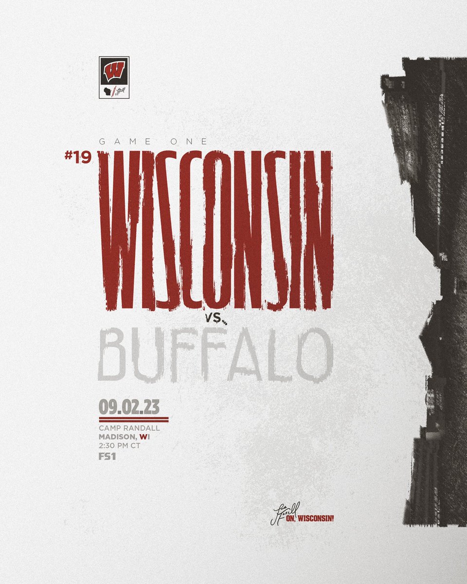 BadgerFootball's tweet photo. 𝗜𝗧'𝗦 𝗚𝗔𝗠𝗘 𝗪𝗘𝗘𝗞‼️

🆚 Buffalo
📅 Saturday, Sept. 2nd
⏰ 2:30 p.m. CT
📍 Camp Randall
📺 FS1 https://t.co/xiI374csBA