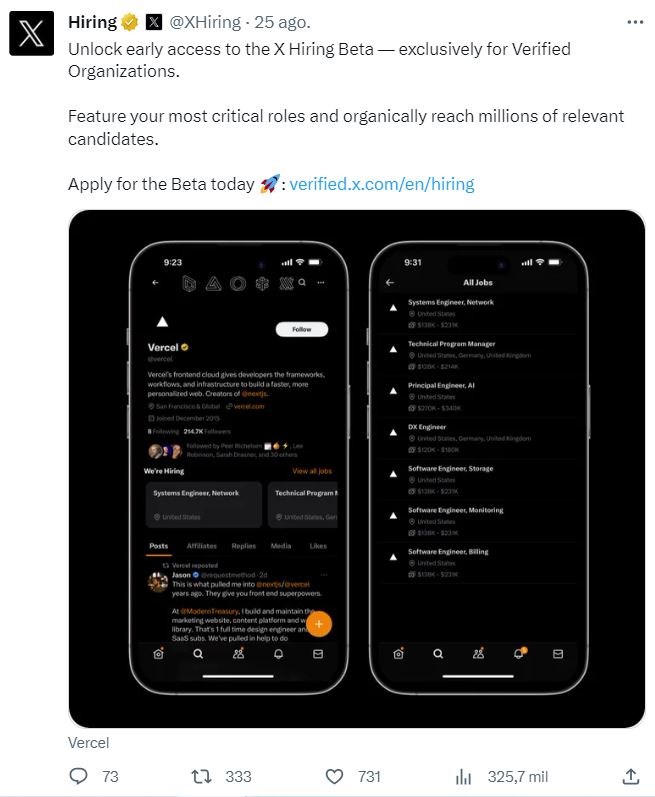 🗞️ Ya avisó Elon de que su objetivo era convertir Twitter, ahora X, en un plataforma todoterreno con una gran cantidad de funcionalidades. Así que sorpresa. 😲 Llega <a href="/XHiring/">Hiring</a>, la funcionalidad de ofertar puestos de trabajo en X. 💼

Más detalles aquí: ⬇️
metricool.com/es/x-hiring/?u…