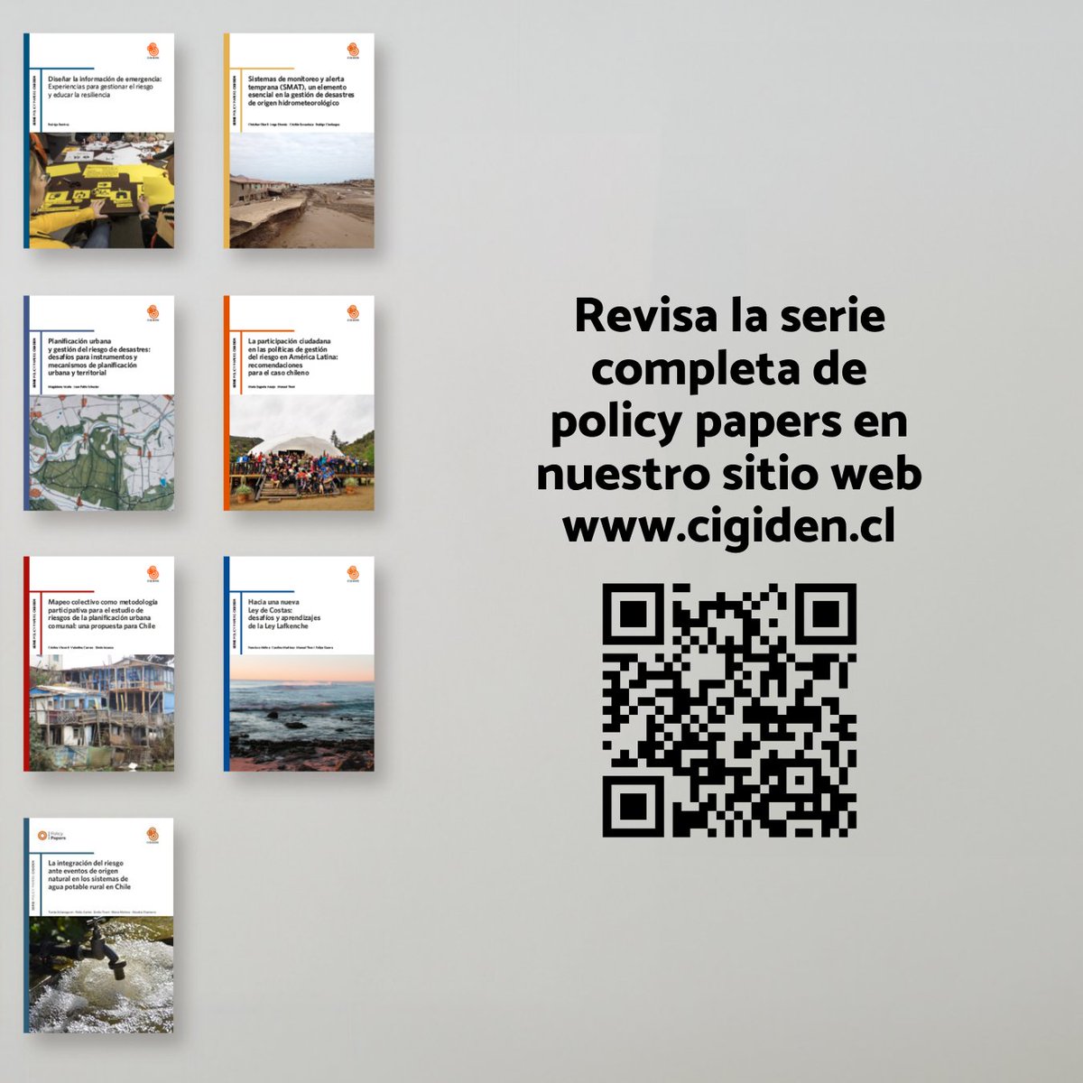 CIGIDEN's tweet photo. Lee y comparte nuestra serie de Policy Papers CIGIDEN, donde podrás encontrar diagnósticos y recomendaciones con base científica para la Gestión del Riesgo de Desastres.

https://t.co/Th5JXt6rSx https://t.co/TdEVaj2JiX