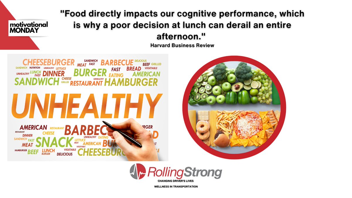 One bad meal can derail your team into an afternoon slump. For drivers, lack of alertness &amp; grogginess from poor food choices becomes a #safety issue. #RollingStrong  #transportation   #TruckDriver #humanresources #corporatewellness  #MondayMotivation