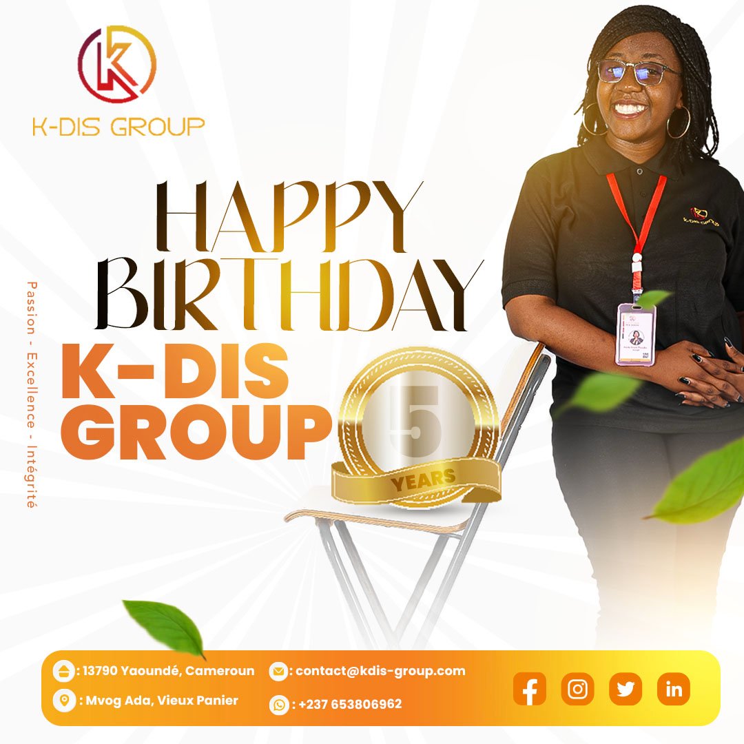 KDIS_GROUP's tweet photo. 𝟓 𝐚𝐧𝐬, 𝐜̧𝐚 𝐬𝐞 𝐟𝐞̂𝐭𝐞  ! ☺️

Chers Clients, Partenaires et Collaborateurs, cinq ans se sont écoulés depuis que nous avons lancé légalement K-DIS GROUP. Aujourd’hui, nous célébrons notre anniversaire, regardant en arrière avec fierté et vers l’avenir avec confiance. https://t.co/dJnZDHnxFH