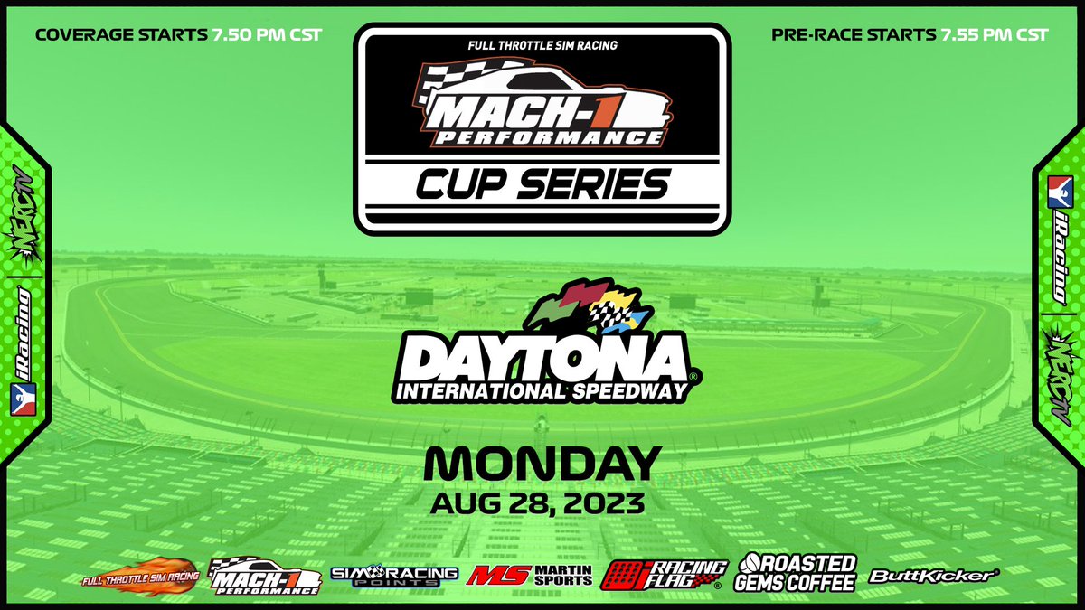 jrock_912's tweet photo. One final race race to make the playoffs! Tune in to NERD TV at 8:55 PM ET for all the action from Daytona for the @ftsrleague Mach-1 Performance Cup Series! ππ₯π
β’ https://t.co/zK6aWX4rZ2
#iRacing #SimRacing #eNASCAR #NASCAR #Daytona #FTSR #NERDitudes #NERDTV https://t.co/Q1iYylHdVo