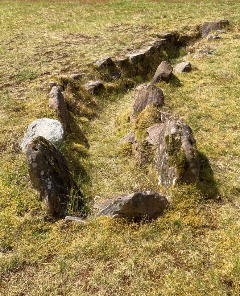 megportal's tweet image. This stone walled chamber is just visible on the grass verge in front of the #Auchrannie leisure centre in #Brodick, Isle of #Arran. The #souterrain consisted of two long narrow unlined passages and at least one stone lined chamber. More 1/