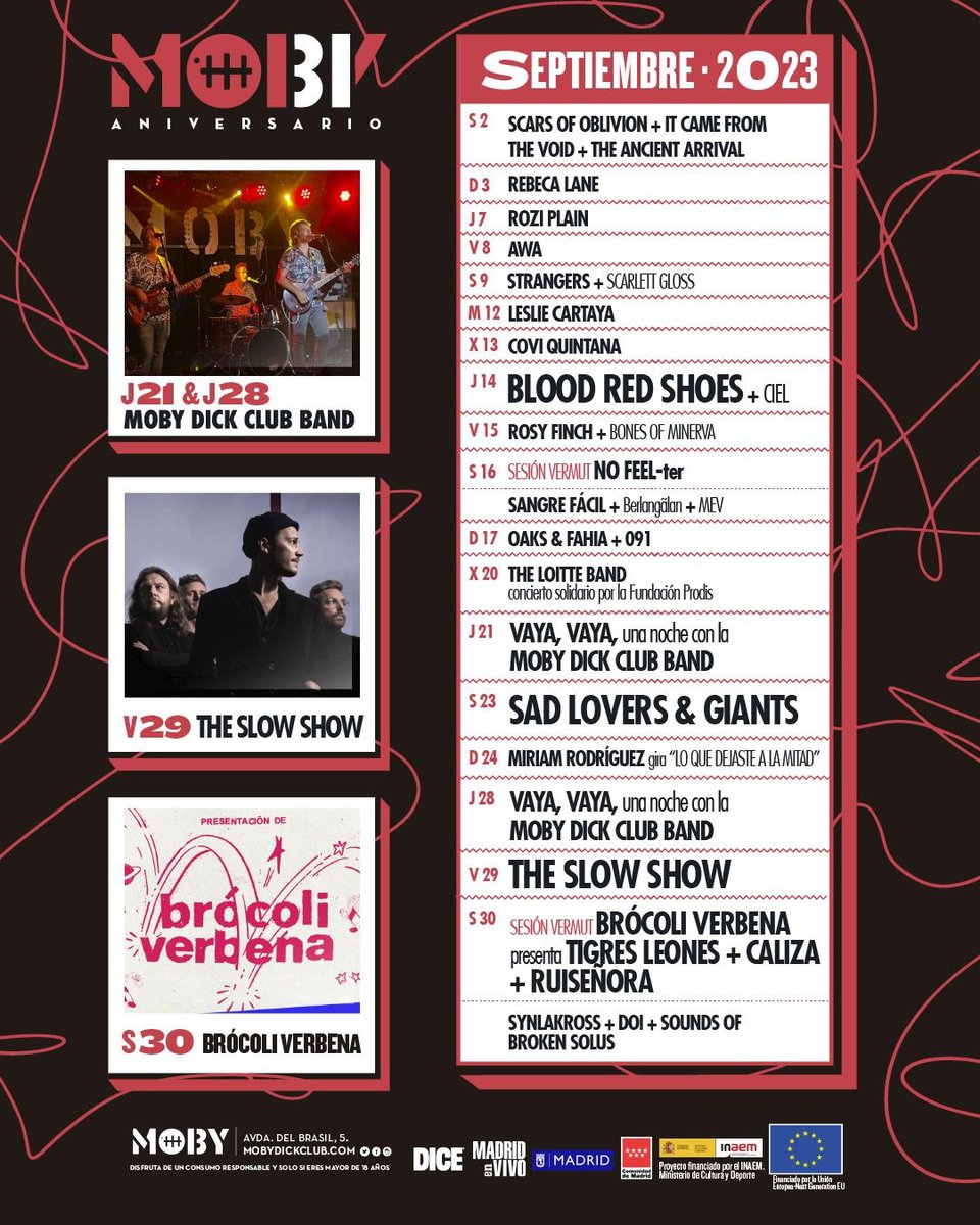 Rebeca Lane, Scars of Oblivion, Blood Red Shoes y el festival Brócoli Verbena entre la programación de septiembre del Moby Dick Club #Madrid notedetengas.es/rebeca-lane-sc…