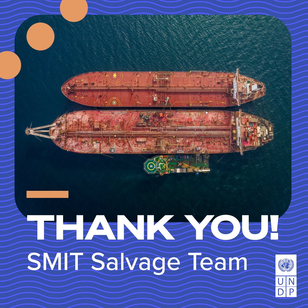 8️⃣5️⃣crew members 3️⃣SMIT vessels 1️⃣objective After 90 days of work, the UNDP contracted @beleefboskalis subsidiary SMIT Salvage crew is leaving Yemen after transferring +1.1M barrels of oil from #FSOSafer. 🙏🏽 for your tireless efforts to #StopRedSeaSpill. go.undp.org/KjjJ