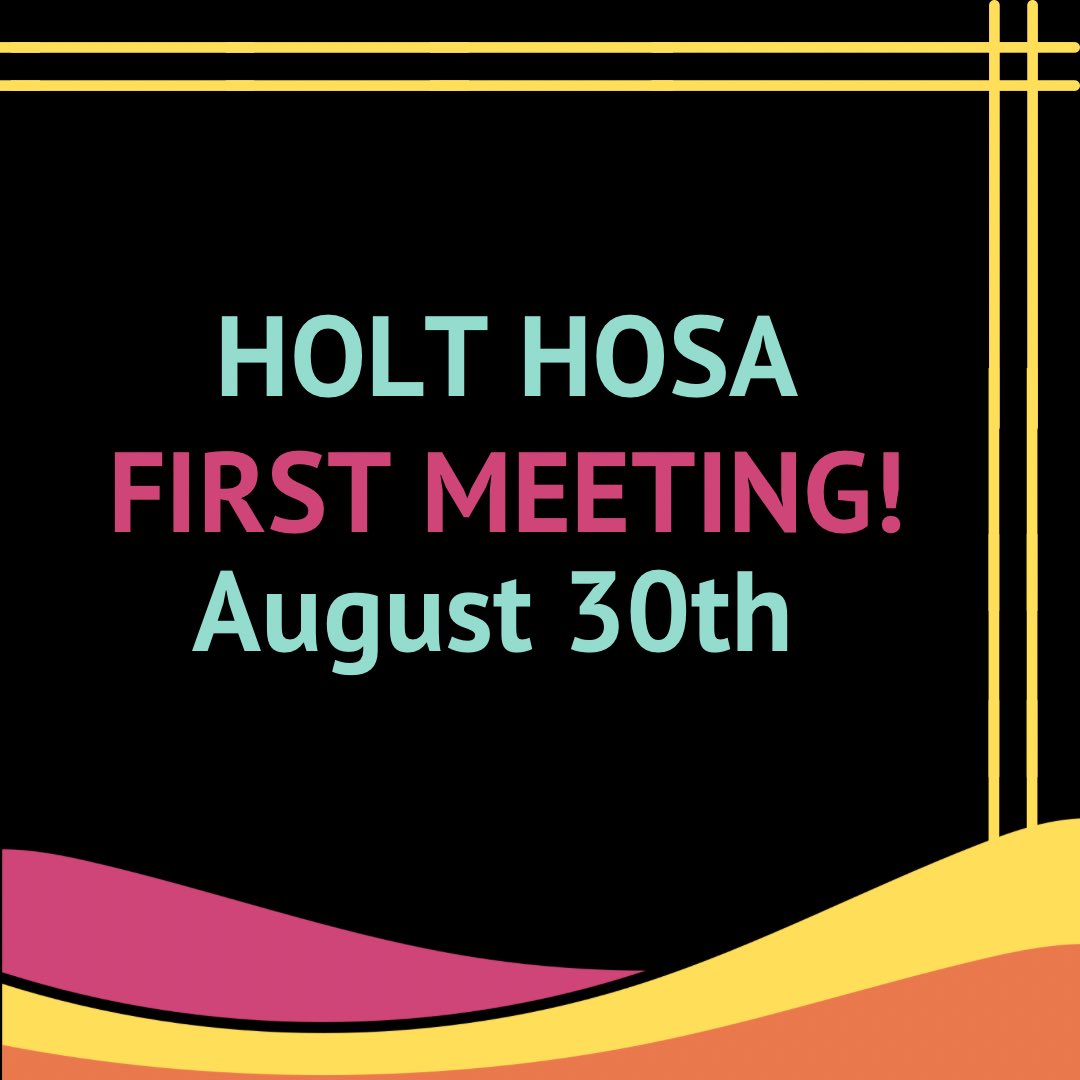 HoltHOSA's tweet photo. Hey guys! Our first meeting is going to be this Wednesday, August 30th in room A411 during first half of power lunch. See you then :) https://t.co/wbXleo52ki