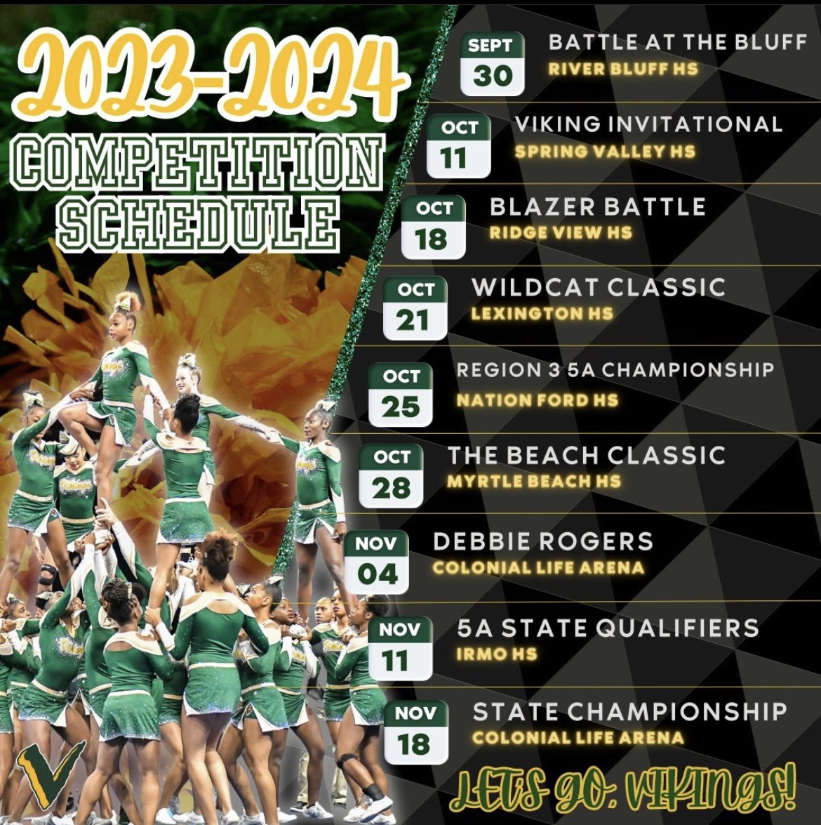 Come out and support SV Cheer this season!!!! Follow us here and on Instagram for competition updates!! 🎉