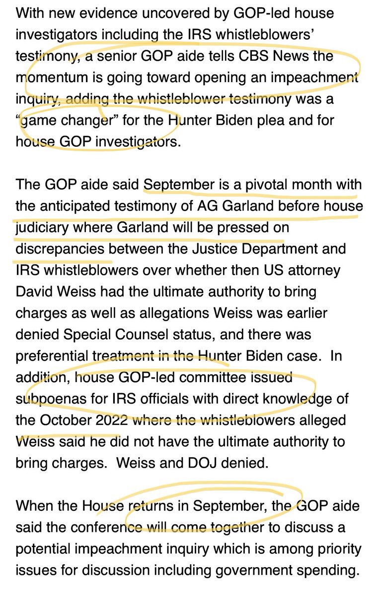 C__Herridge's tweet photo. NEW: GOP aide tells @CBSNews the “momentum is going toward opening an impeachment inquiry”  + the IRS whistleblower testimony was a “game changer” for the Hunter Biden plea and for house GOP investigators. MORE👇 https://t.co/LGh1by7TRz