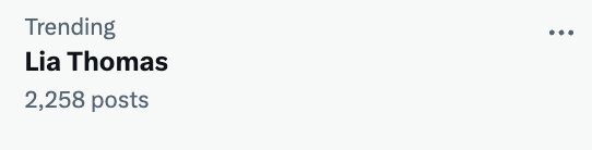 AriDrennen's tweet photo. It has been 529 days since Lia Thomas last competed in a women's swimming event under the rules and her name is once again trending on this website https://t.co/QCL9rUjpnG