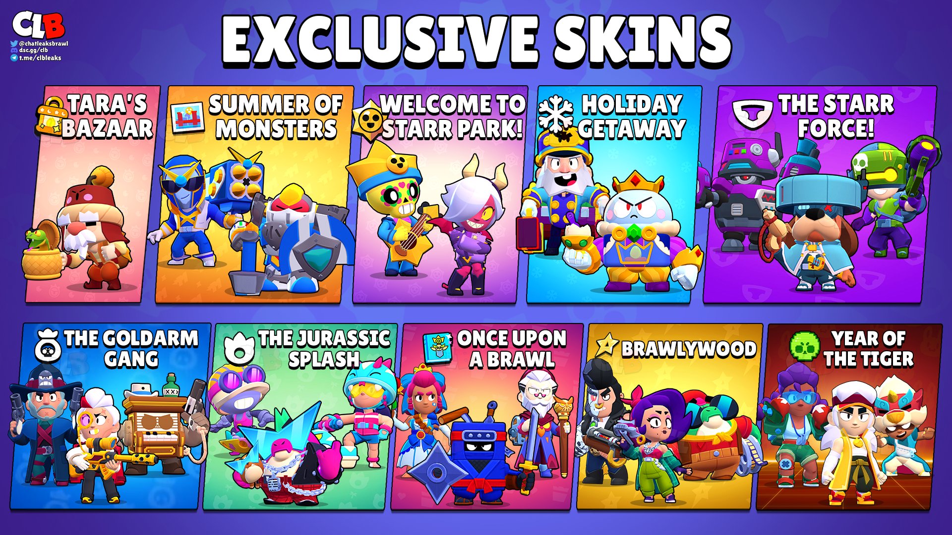 CLB Português on X: Todas as NOVAS skins nesta atualização! 🔥 Qual é a  sua skin favorita? 👇 #BrawlStars #EnchantedWoods   / X