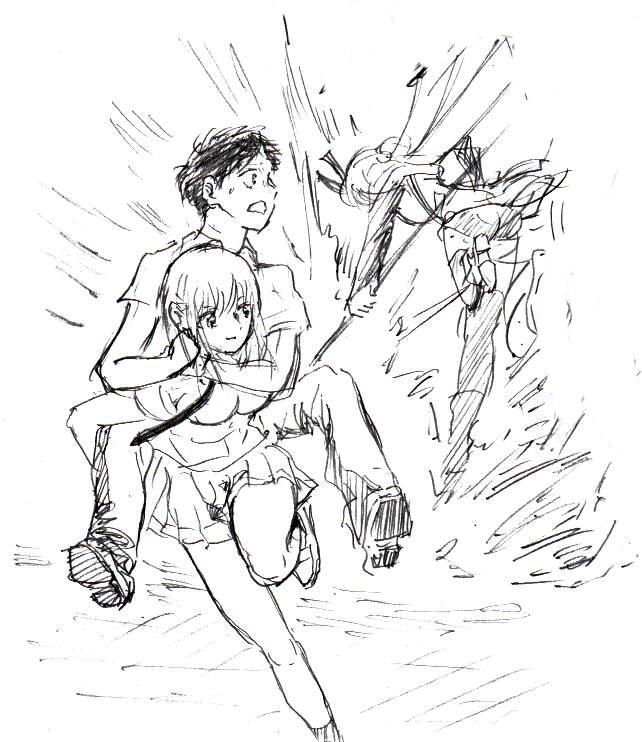 鵺の陰陽師ごっこに参戦する雛。 #アオのハコ