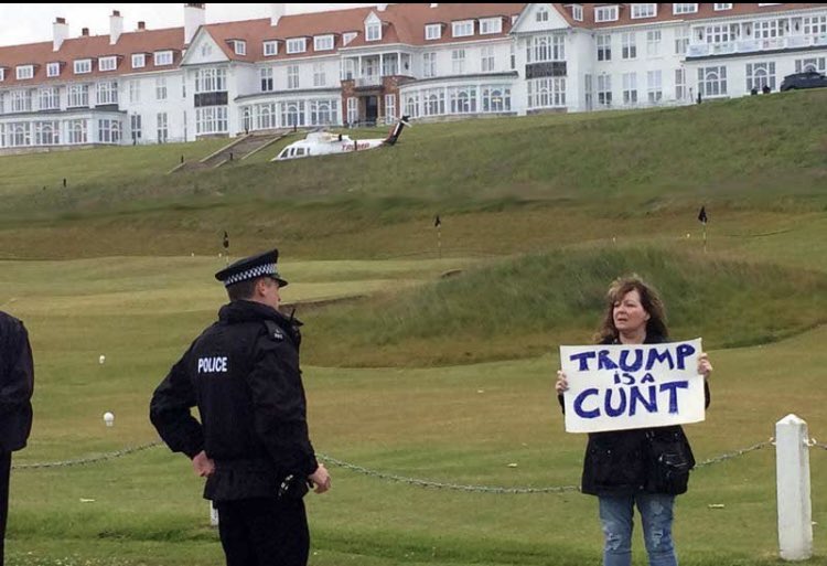 wendymuircroft's tweet photo. @JaneyGodley @RonFilipkowski You missed one @JaneyGodley.  Scots have a better bulls$&amp;tometer than their transatlantic counterparts.  Can you imagine the welcome the indicted former 45 would receive if he went to play golf in Scotland?  Now that would be prime time entertainment - worth more than 215 pounds. https://t.co/R8h3TXdHXm