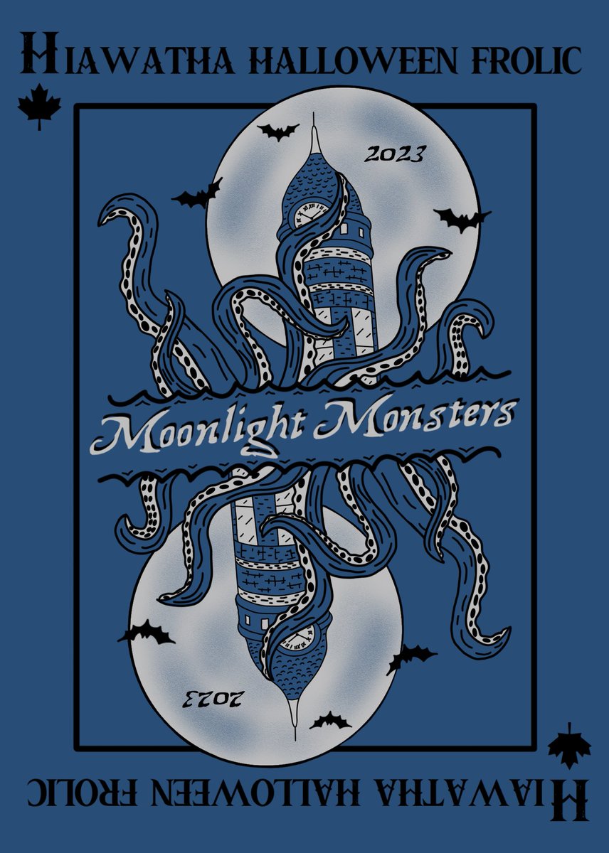 HalloweenFrolic's tweet photo. It’s time to vote for your favorite entry!
We want you to look for the following when voting:
1. Fidelity to this year’s theme “Hiawatha’s Moonlight Monsters”
2. Family Friendly 
(can be scary just not gruesome)
3. Artist used two colors only: plus a tee shirt color #Halloween https://t.co/9pq0Jjhn5U