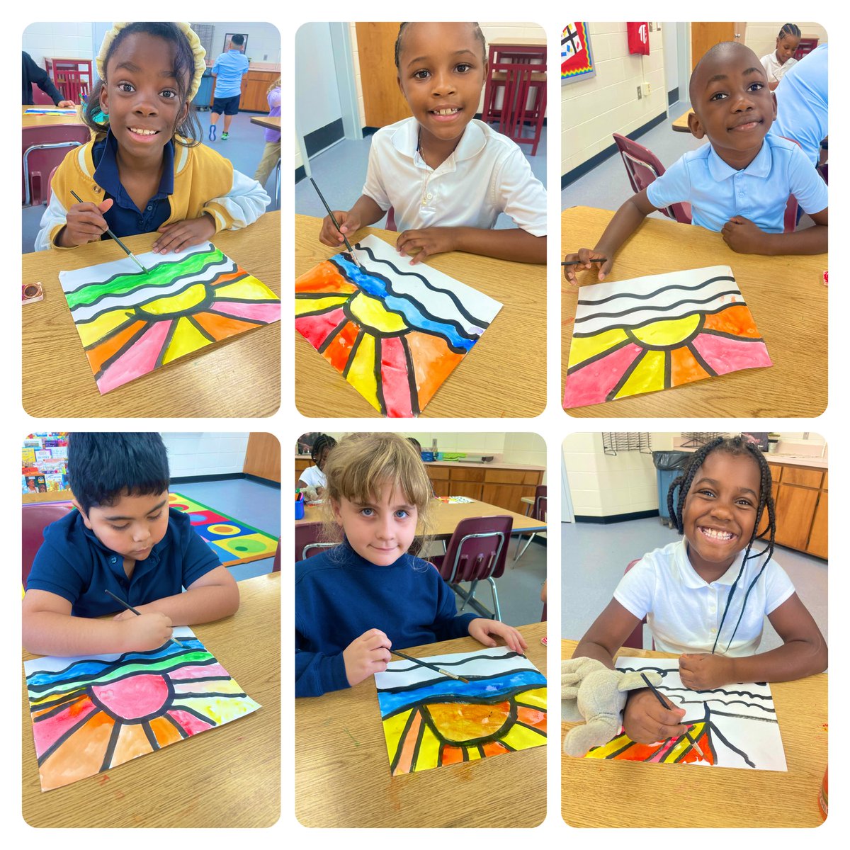 Painting ocean sunsets! #warmcolors #coolcolors @LibertyCoSchool @Tigers_TCE @GilmoreKenyatta @kellyedgington5 @tgallob_tce