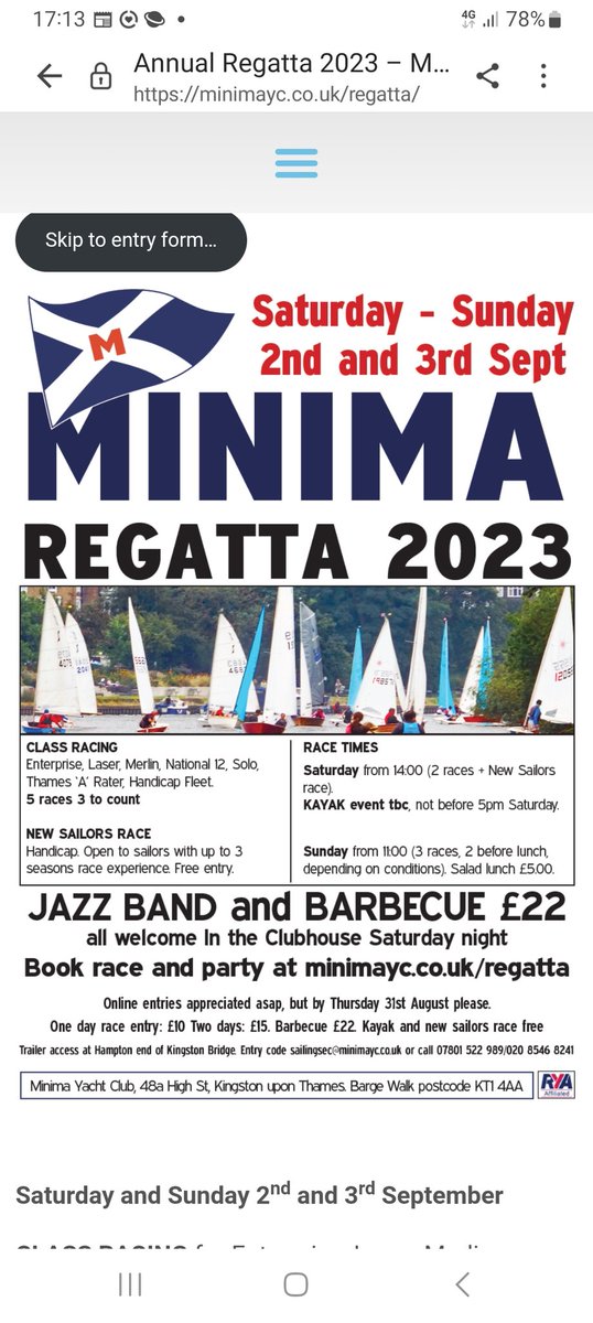 minima_yacht's tweet photo. ⛵️ Sailors!! We'd love YOU to take part in the Minima Yacht Club (Kingston  upon Thames) Regatta next weekend. Details in the attached link. Book ASAP thanks!  https://t.co/HJ0WKTjy9q https://t.co/Aps3vxzc8Q