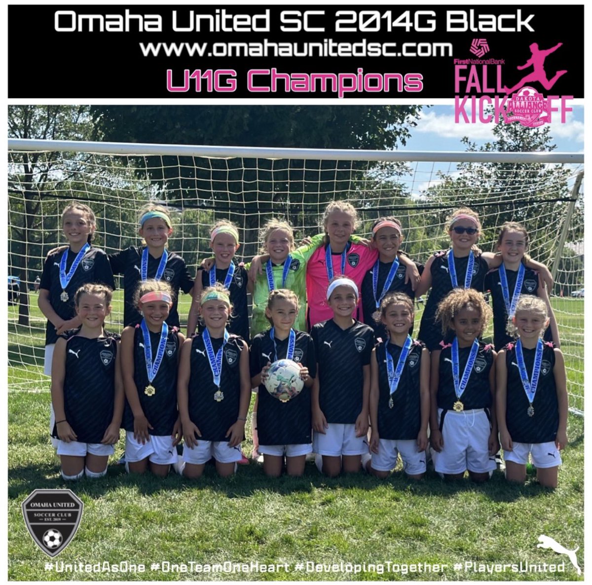 OmahaUnitedSC's tweet photo. Congratulations to the following teams for winning the Fall Kickoff Tournament in South Dakota! Each team did outstanding this weekend! Congrats to the boys and girls and their coach’s for a successful weekend! 

#UnitedAsOne 
#OneTeamOneHeart 
#DevelopingTogether 
#PlayersUnited https://t.co/JfBU7fGGsZ