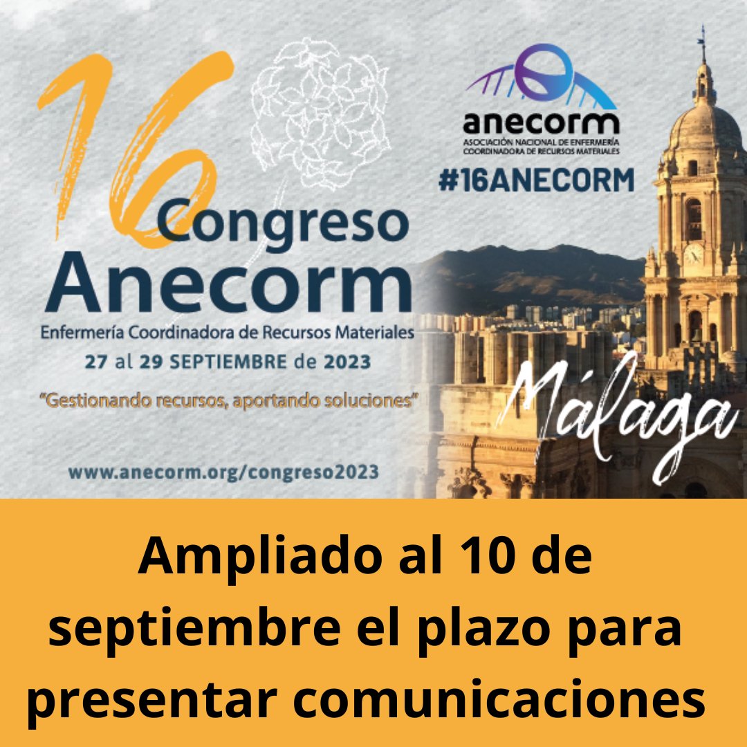 anecorm's tweet photo. 🚨🚨🚨🚨
➡️Ampliado al 10 de septiembre el plazo para presentar comunicaciones

Participa‼️‼️

https://t.co/GRJBNBMmFI
@saludand https://t.co/ucuJYoaobj