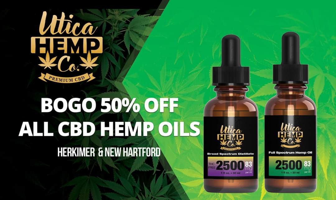 Guess what? We are still running our buy one, get one 50% off all CBD oil special all week long!!!  Offer good online, and in stores! Come visit us or shop online at shop.uticahempco.com.