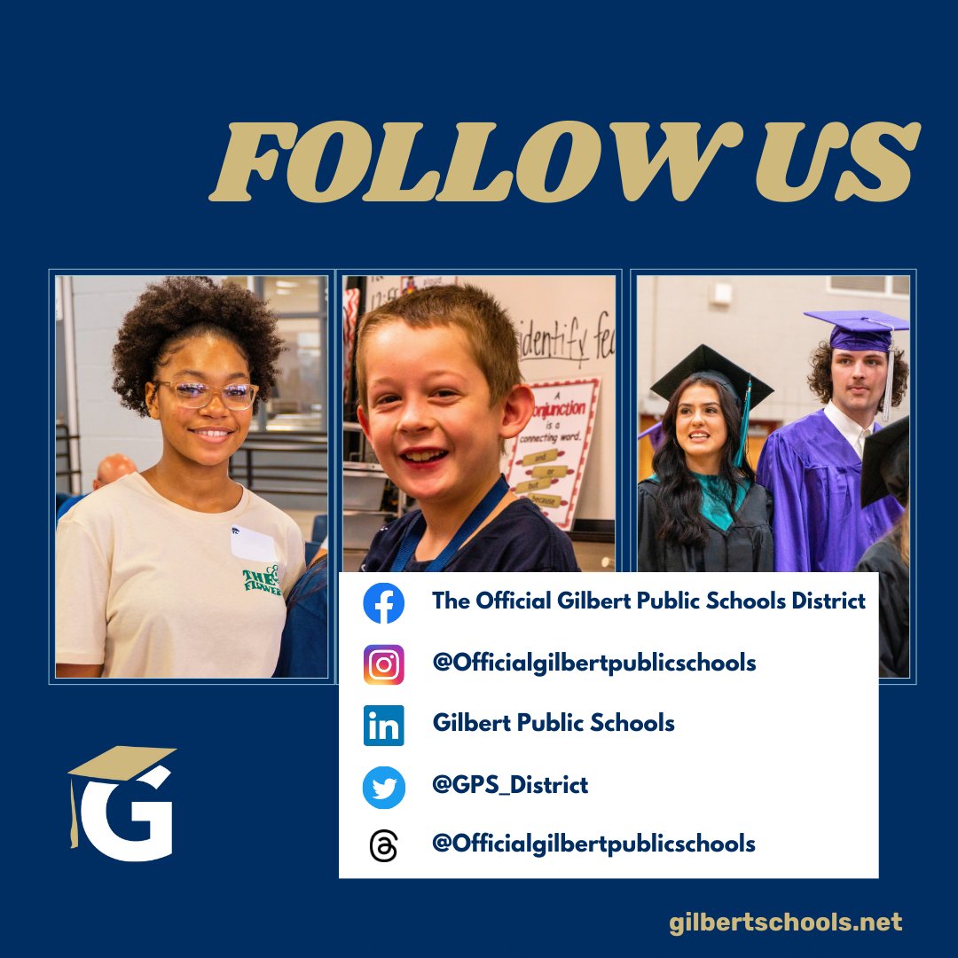 tralucaden12239's tweet image. FOLLOW US for the latest on what's happening across Gilbert Public Schools! We share district updates, recognitions, school events and much more. It's an easy way throughout the school year to stay connected to our #GPSFamily. #ConnectCreateCare