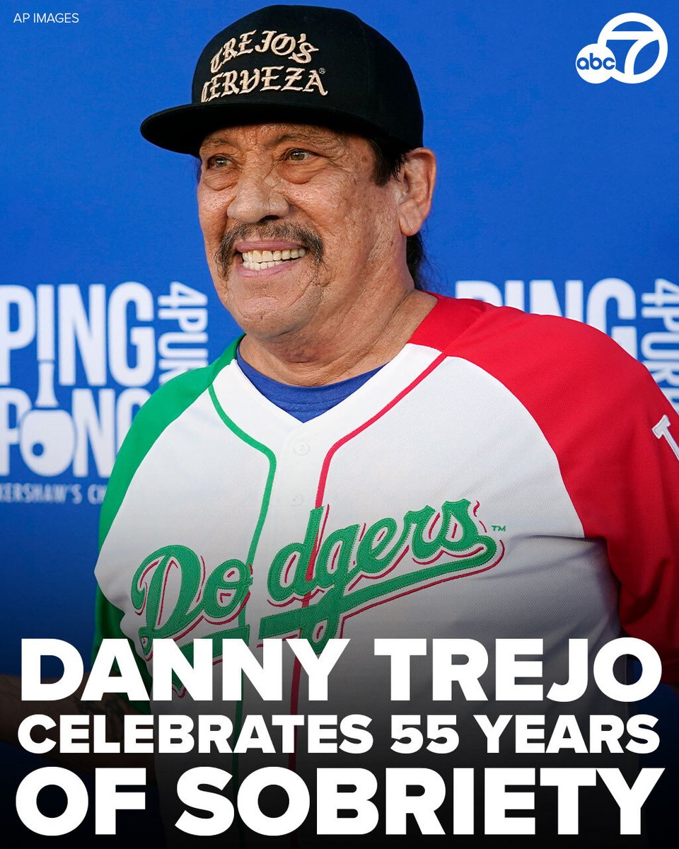 ABC7's tweet photo. CONGRATS DANNY! Actor Danny Trejo shared he is celebrating "55 years clean and sober by the grace of God!" 🙏 https://t.co/Fxsic2rMlo https://t.co/XchZnszEwv