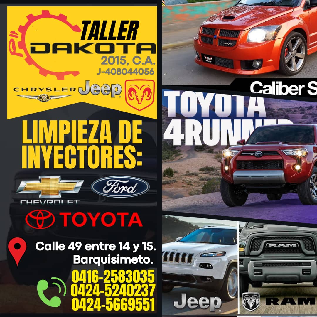 miguelmanaure5's tweet photo. TALLER DAKOTA Especialista en todo tipo de vehiculo, #jeep #chrysler #dodge #toyota... Ubicado en la Calle 49 entre carreras 14 y 15 #Barquisimeto #lara #18Jul #petro https://t.co/p7p0uEf6Y1
