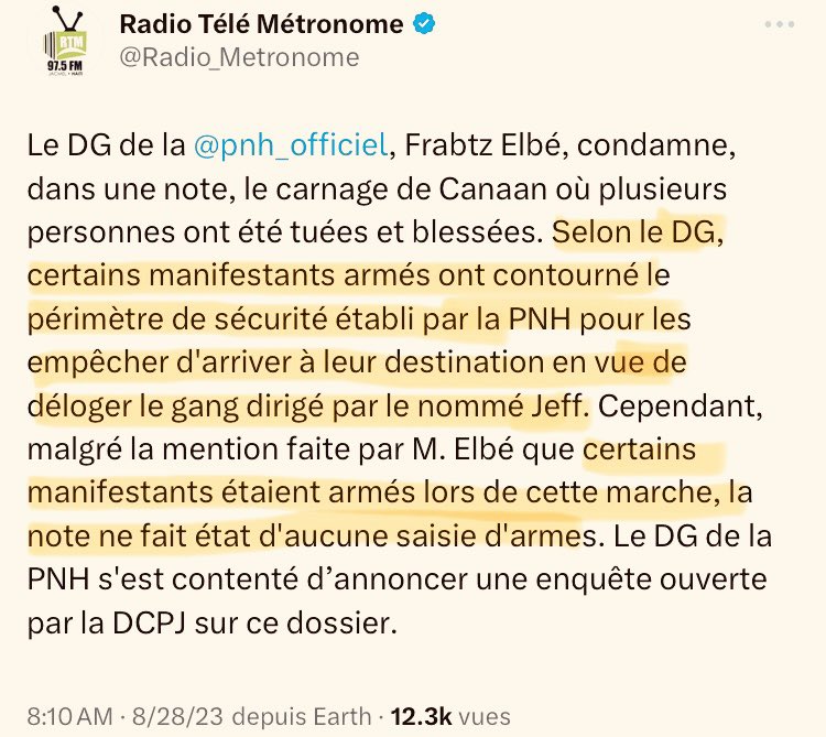 SkasonBaptiste's tweet photo. Si #PNH enkonpetan pou anpeche sivil «Kretyen» inofansif — ak manchèt, baton — rive a destinasyon yo, kòman #FrantzElbé pral ka anpeche teworis — ame jisko dan — rive a destinasyon final yo, ki se masakre tout Pèp la, nan 4 kwen peyi Hayti? #Demisyon #Masak #PastèMarco #Kanaran https://t.co/pbirIwLDNW