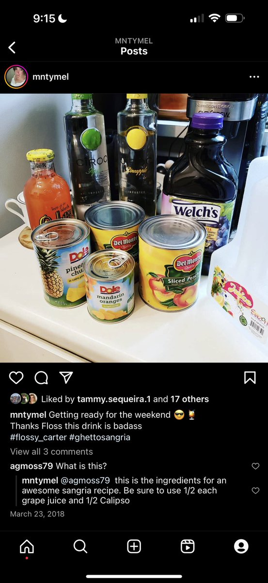 raiderdigger's tweet photo. @dawniemarieee here’s the recipe for the sangria 
Apple &amp; pineapple Ciroc vodka
1/2 grape juice 1/2 bottle Calypso lemonade flavor optional 
sliced peaches undrained,sliced pears undrained
pineapple chunks undrained,mandarin oranges undrained 
Put in jug, seal &amp; freeze for 4 hr https://t.co/jChRHn5kOO