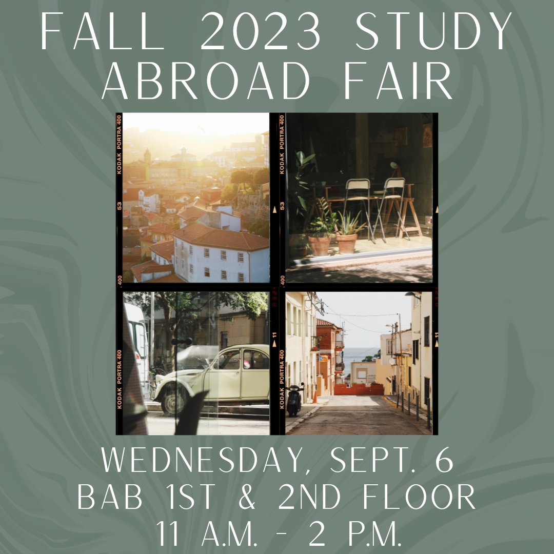 UofLIntlCenter's tweet photo. Mark your calendars for our Fall Study Abroad Fair!! We'll be in the BAB next week on September 6 from 11 a.m. to 2 p.m. 🤠

RSVP on Engage here: https://t.co/kpSfgXPOy9 https://t.co/eFZodH92Bc