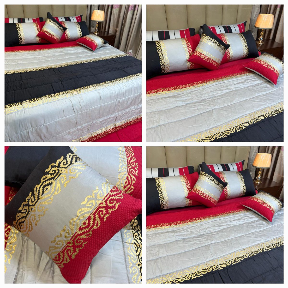 mianbedding_com's tweet photo. *Fancy Bridal Set* 
Hand made Block Print
8Pcs Set Bridal Set 
1 Bed Sheet 
4 Pillow cover 
2 Cushion Covers 
1 Comforter Light Filling 
Fabric:Cotton Satin 
Price:10800
*AdvancepaymentOnly*
Delivery time 10' working days . https://t.co/6ULfDWXFep