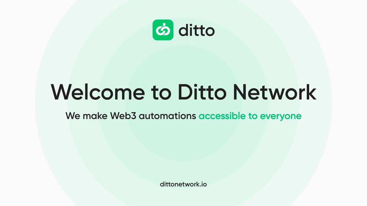 1. Introducing Ditto! 🧵
Ditto Network provides a robust automation infrastructure, empowering users to connect, automate, and optimize workflows across the decentralized landscape.
Simplify complex tasks and unlock your true Web3 potential!

Discover our vision below ⤵️