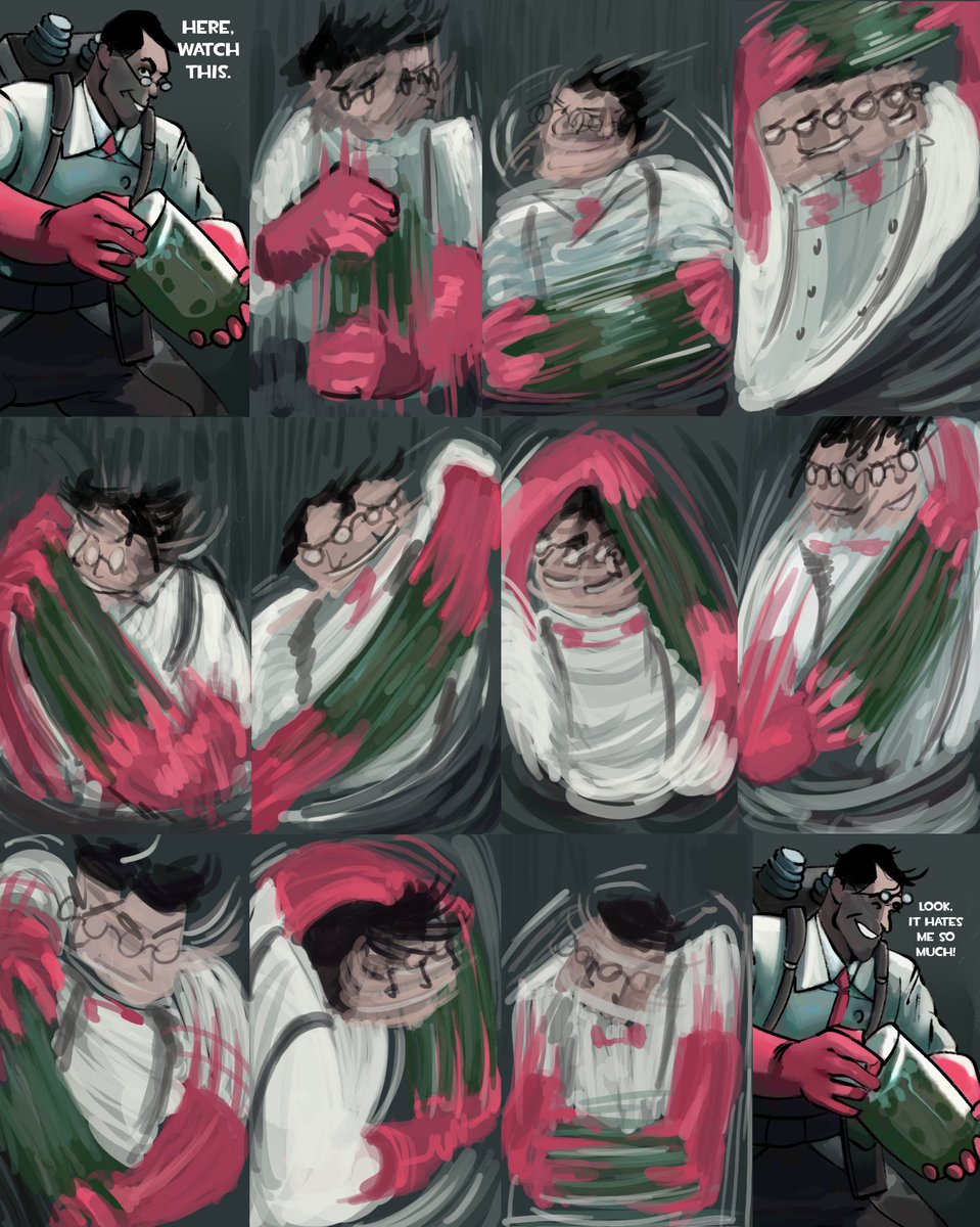 thegremlindraws's tweet image. The Shaking of the Perfect Bread Monster (featuring tf2 medic)