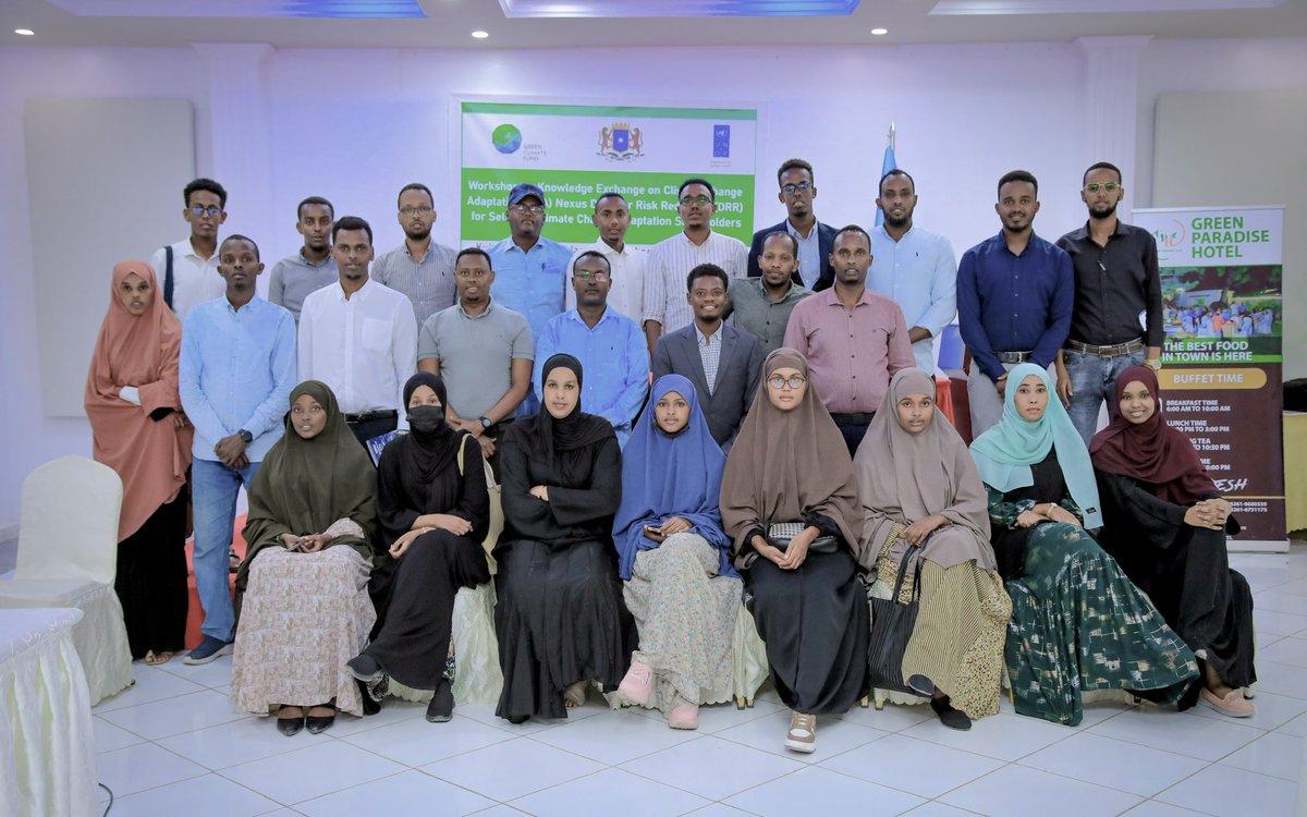 ICESomalia's tweet photo. We are thrilled to be part of a Knowledge Exchange sessions on Climate Change Adaptation (CCA) Nexus Disaster Risk Reduction (DRR) in Somalia hosted @MoECC_Somalia.  We contributed evidence based insights of how effective policies can help ease the burdens posed by environmental variability and paves the way towards #GreenSomalia.