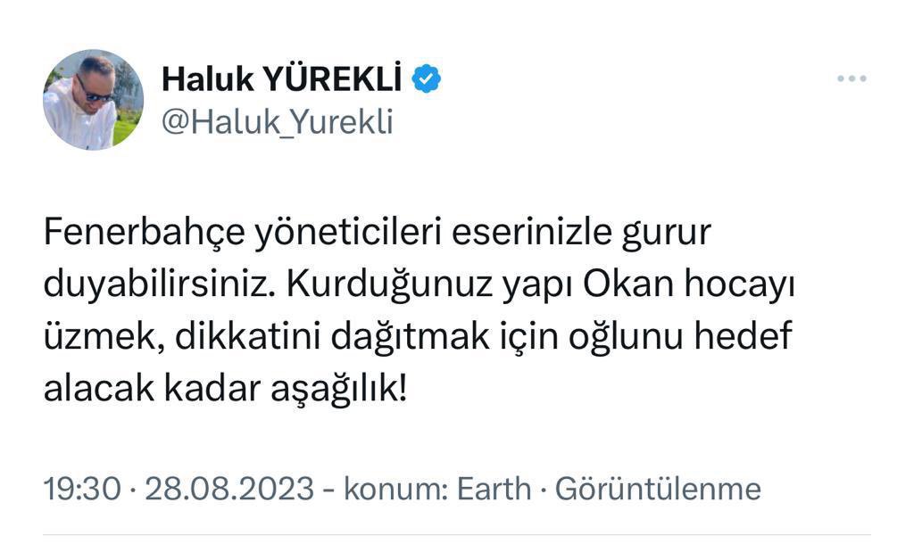 Bunlar cidden artık Haddini fazlasıyla aşıyorlar

beşiktaş transfer calımı atar video paylaşır sonunda olayı Fenerbahce'ye Ali Koca bağlarlar

Kızın biri yayında Okan Buruk'un oğluna cirkin der bunuda Fenerbahce'ye Ali Koca bağlarlar