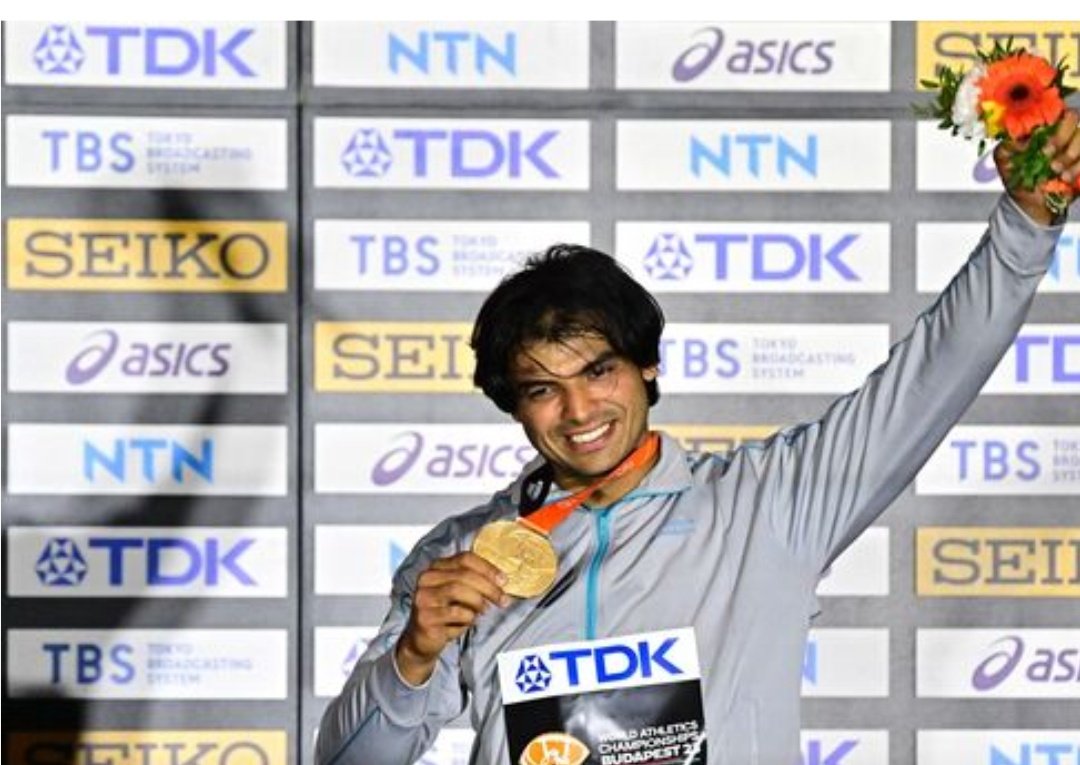 EktaTutor1217's tweet photo. Neeraj Chopra becomes first Indian to win gold at World Athletics Championships #NeerajChopra
#neerajchopragold
#Athletics #Champion https://t.co/GZv128sNg0